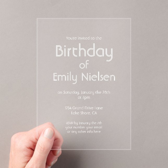 Invitation d'anniversaire simple et transparente m (In situ (ordinateur de poche))