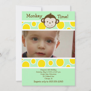 Invitation d'anniversaire SINGE MIGNON *PHOTO*