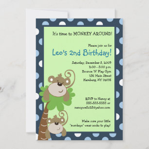 Invitation d'anniversaire Singe Temps 5x7 Palmier