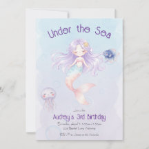 Invitation d'anniversaire sirène