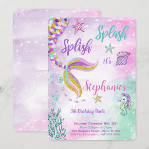 Invitation d'anniversaire sirène
