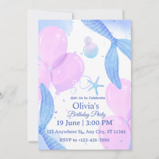 Invitation d'anniversaire sirène