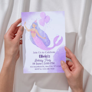 Invitation d'anniversaire sirène pour filles
