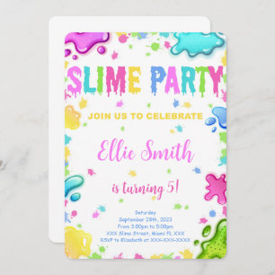 Invitation d'anniversaire Slime modifiable