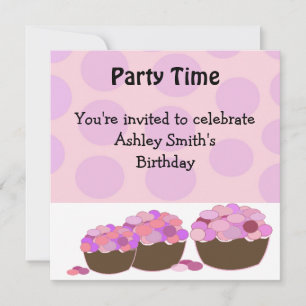 Invitation d'anniversaire Smartie Cupcake