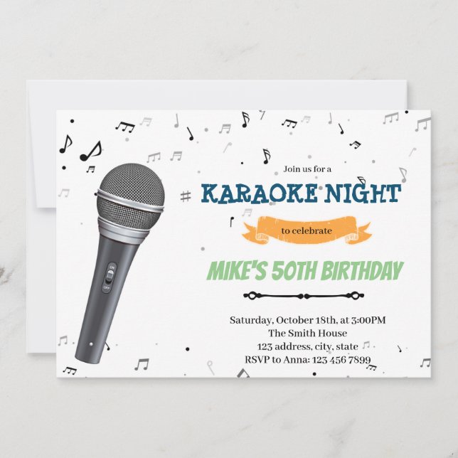 Invitation d'anniversaire soirée karaoke (Devant)