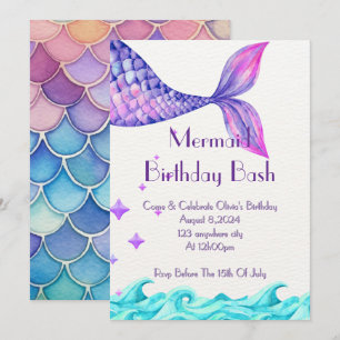 Invitation d'anniversaire sous la mer pour filles