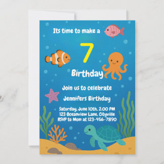Invitation d'anniversaire sous-marine Under the Se