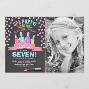 Invitation d'anniversaire spa Manicures Salon Pink