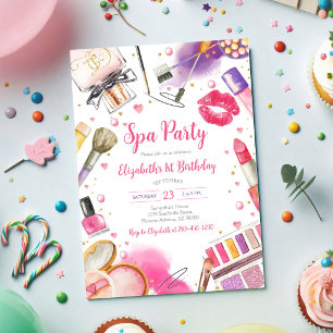 Invitation d'anniversaire Spa Party Glitz and Glam