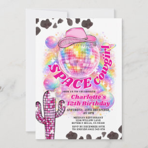 Invitation d'anniversaire Space Cowgirl   Disco Co
