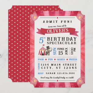 Invitation d'anniversaire spectacle de cirque (Rou