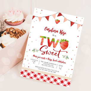 Invitation d'anniversaire Strawberry Two Sweet