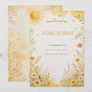 Invitation d'anniversaire Sunshine Boho Chic Sun