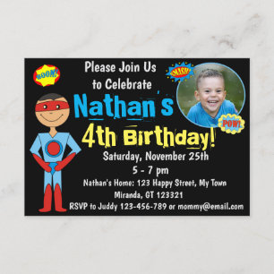 Invitation d'anniversaire Superhero