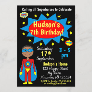 Invitation d'anniversaire Superhero