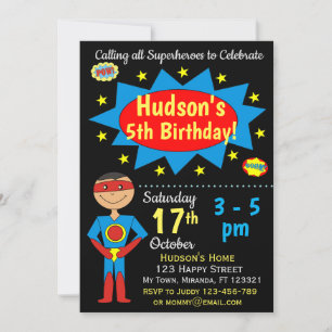 Invitation d'anniversaire Superhero