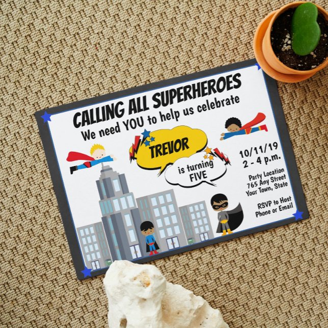 Invitation d'anniversaire Superhero (Créateur téléchargé)