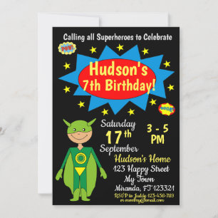 Invitation d'anniversaire Superhero
