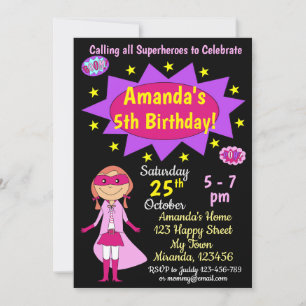 Invitation d'anniversaire Superhero Girl