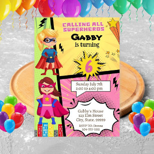Invitation d'anniversaire Superhero Girl