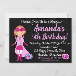 Invitation d'anniversaire Superhero Girl