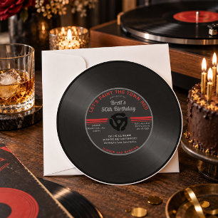 Invitation d'anniversaire sur disque vinyle vintag