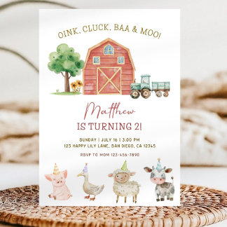 Invitation d'anniversaire sur le thème de la ferme