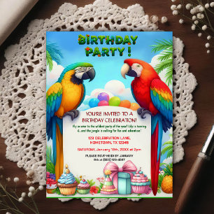 Invitation d'anniversaire sur le thème de la jungl
