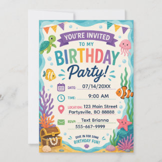Invitation d'anniversaire sur le thème de l'océan