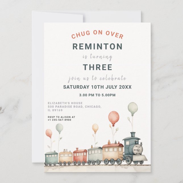 Invitation d'anniversaire sur le thème des chemins (Devant)