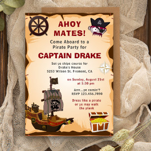 Invitation d'anniversaire sur le thème des pirates