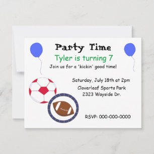 Invitation d'anniversaire sur le thème des sports