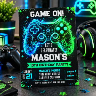 Invitation d'anniversaire sur le thème du jeu vidé
