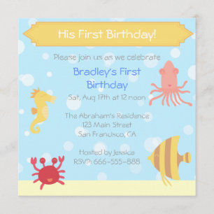 Invitation d'anniversaire sur le thème sous-marin