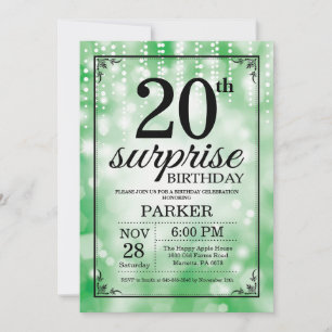 Invitation d'anniversaire surprise 20 ans avec pai