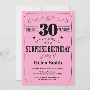 Invitation d'anniversaire surprise 30 ans Noir et 
