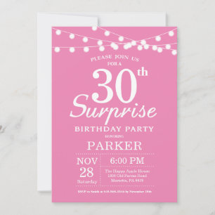 Invitation d'anniversaire surprise 30 ans Rose