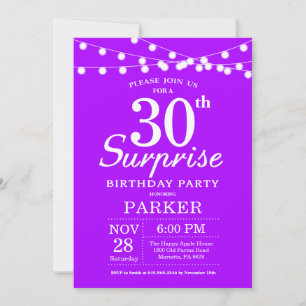 Invitation d'anniversaire surprise 30 ans Violet L
