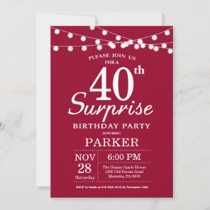 Invitation d'anniversaire surprise 40 ans Bourgogn