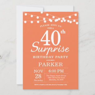 Invitation d'anniversaire surprise 40 ans Corail
