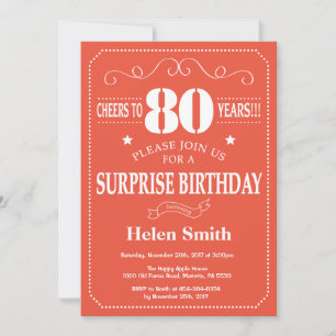 Invitation d'anniversaire surprise 80 ans Orange e
