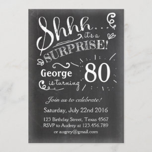Invitation d'anniversaire surprise 80 Chalkboard R