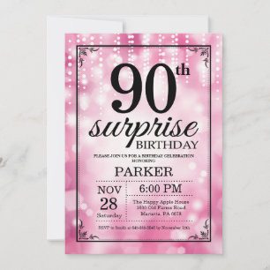 Invitation d'anniversaire surprise 90 ans paillett
