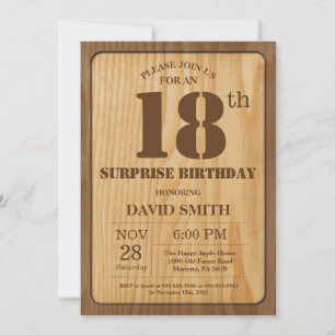 Invitation d'anniversaire surprise rustique 18 ans