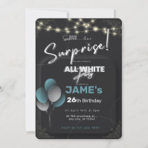 Invitation d'anniversaire surprise tout en blanc