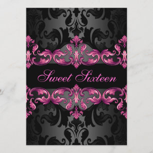 Invitation d'anniversaire Sweet16 Princesse Rose D
