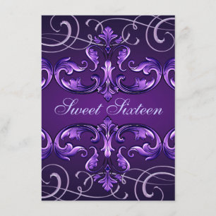 Invitation d'anniversaire Sweet16 violet foncé dam