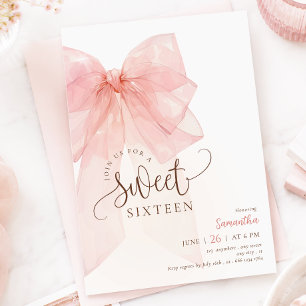 Invitation d'anniversaire Sweet 16 à ruban rose