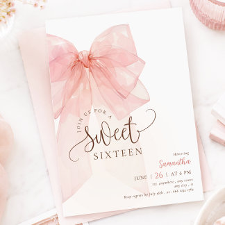Invitation d'anniversaire Sweet 16 à ruban rose